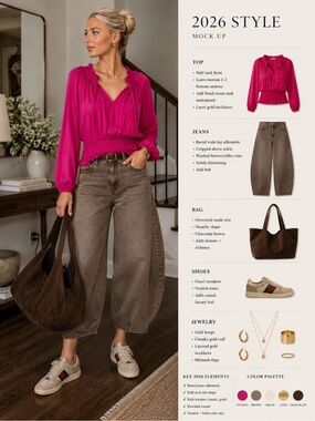 Rachel Bright Fuchsia V-Neck Blouse